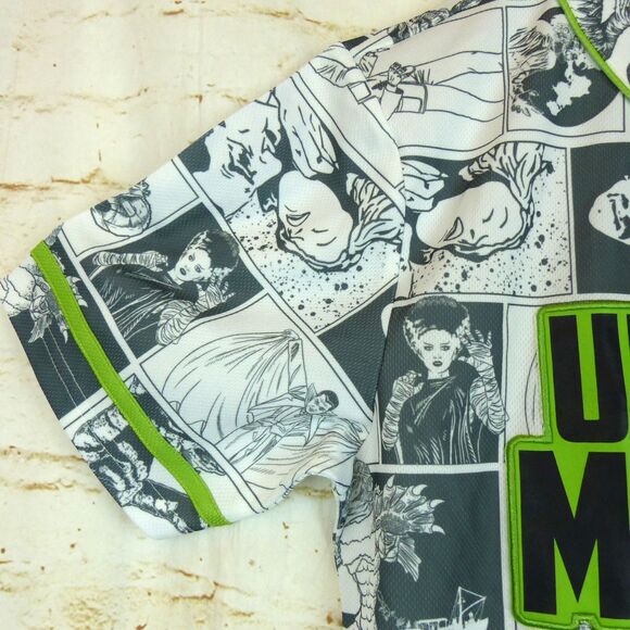 Universal Monsters Characters Baseball Jersey Men S White Green Hot Topic Horror - Picture 8 of 16